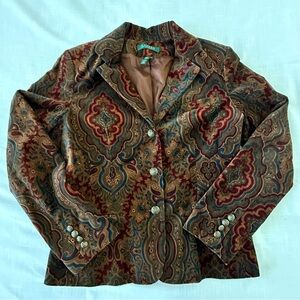 Vintage Lauren Ralph Lauren paisley velvet riding blazer Women’s Petite Size PL